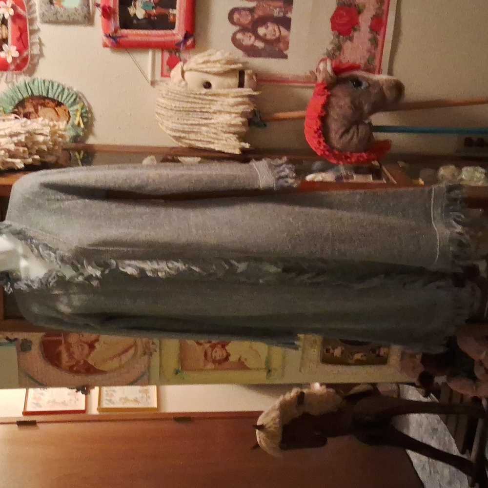 Vintage 70's,Acrylic & Mohair,Maxi Sweater with Fuzzy Fringe,Sz. Large